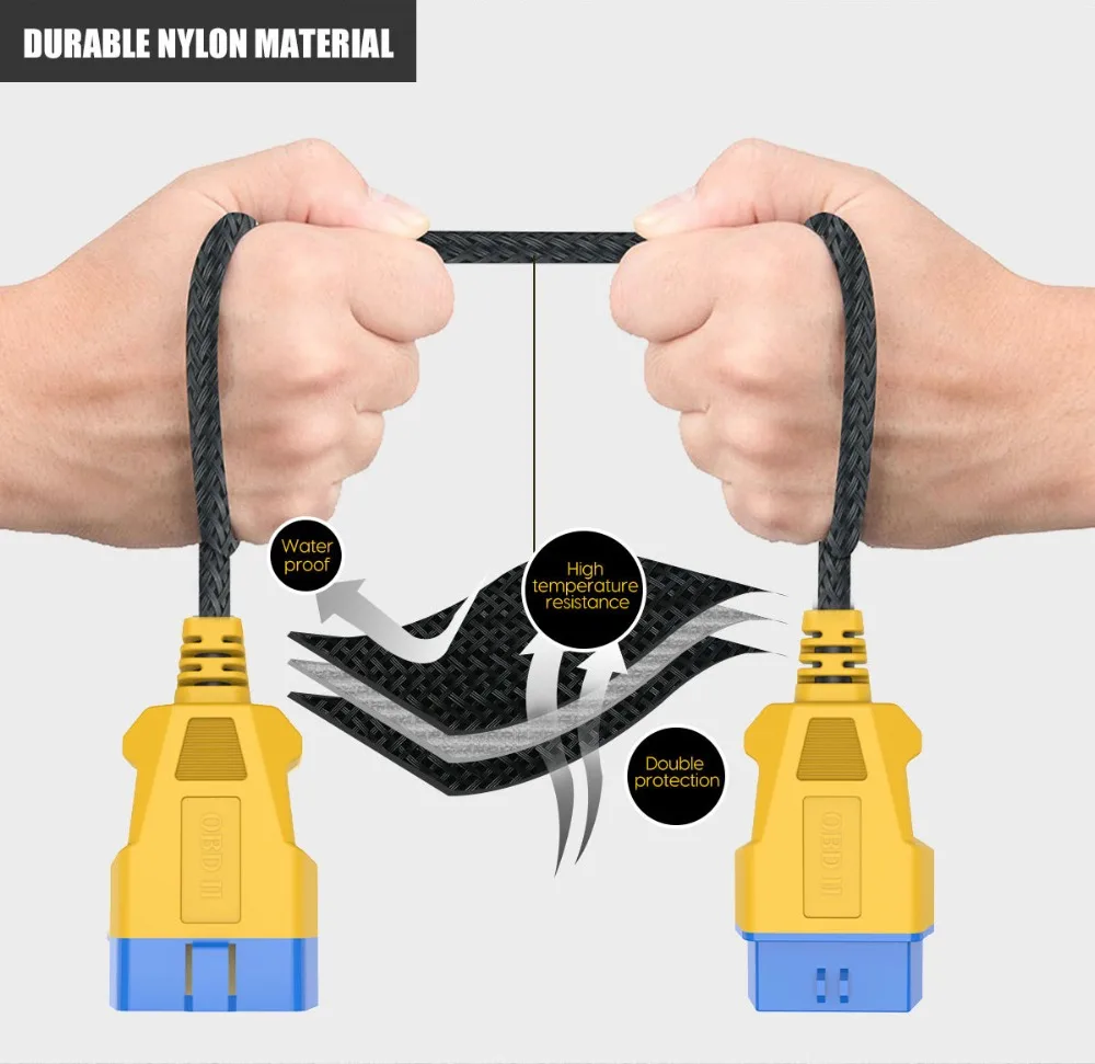 Autool obd2 kabel 150cm 1m 1 zu 3 konverter adapter obdii verlängerung kabel verstärktes kabel kabel zum starten easydiag golo elm327 – Detail 5