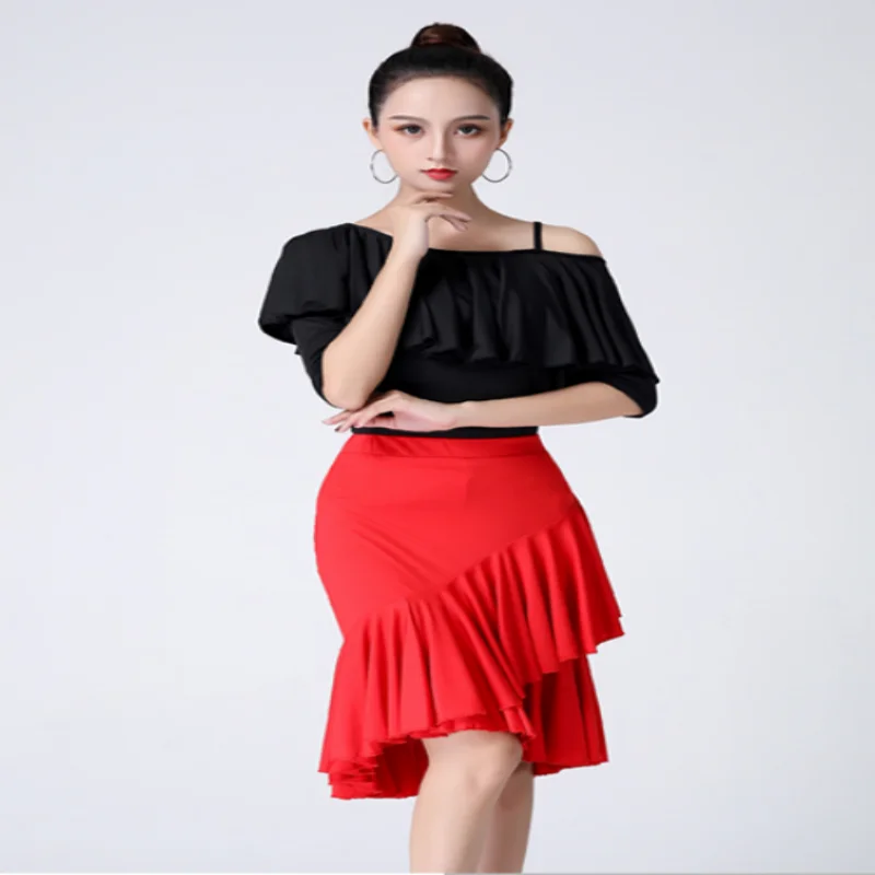 

Women New Arrival Fashion Sexy Latin Dance Clothing Half-length Flounce Skirt Dancing Performance Costume
