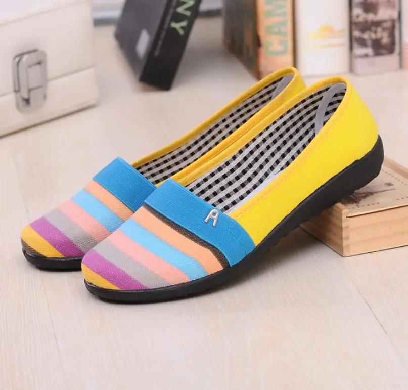 Женская Тканевая обувь Модная разноцветная женская повседневная на плоской