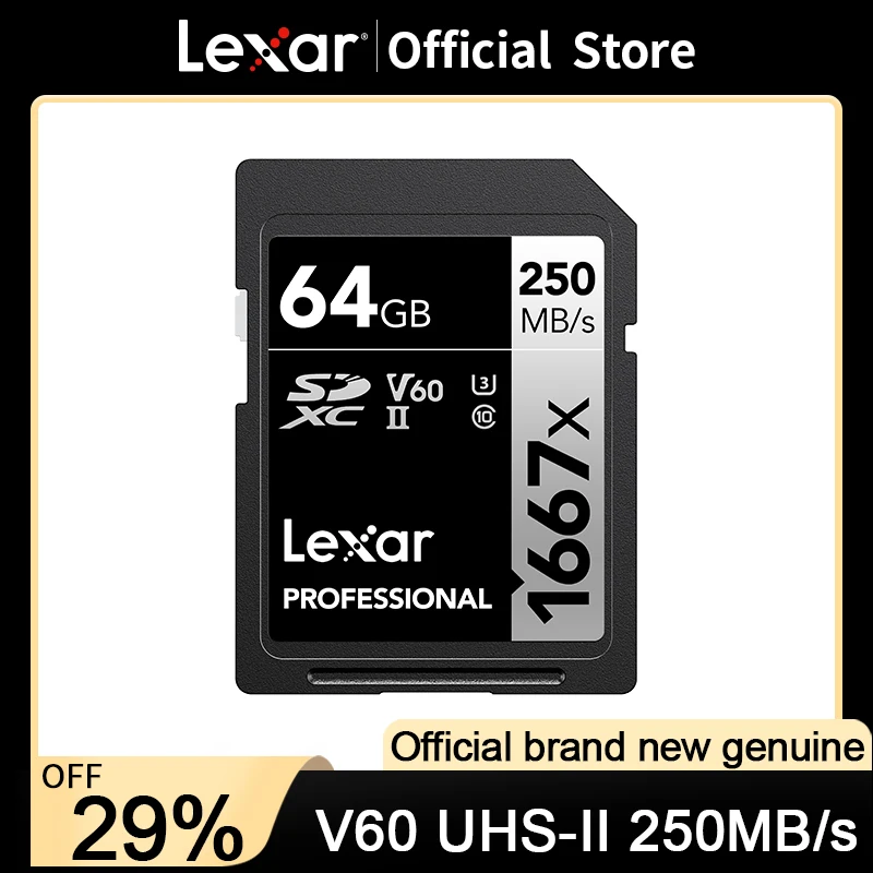 

SD-карта Lexar 1667X, 250 дюйма, 64 ГБ, 128 ГБ, 256 ГБ