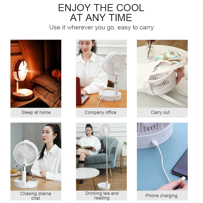 

Mini Folding Telescopic Fan USB Rechargeable Student Portable Small Electric Dormitory Bed Office Desktop Large Wind Folding Fan