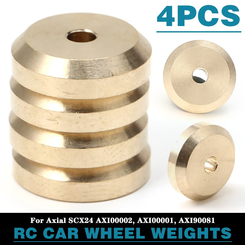 

4pcs Brass Wheel Hub Weights Widen Counterweights for Axial SCX24 AXI00002 AXI00001 AXI90081 Upgrade Parts