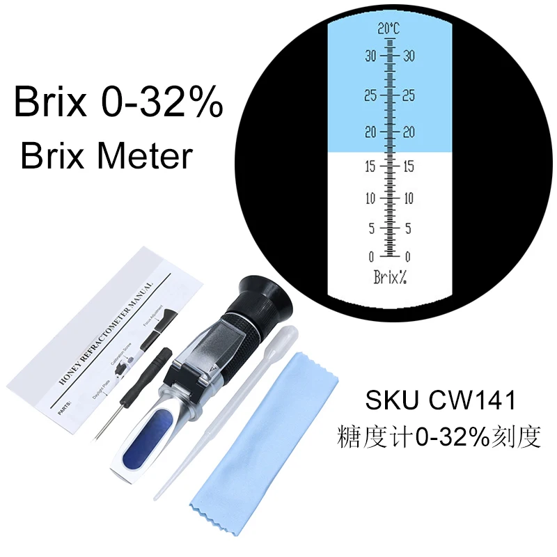 

1 Set Bee Rearing For Hand Held Refractometer Beekeeping Tools Honey Detection Measuring Range 0-32% Sugar Prism Refractometer
