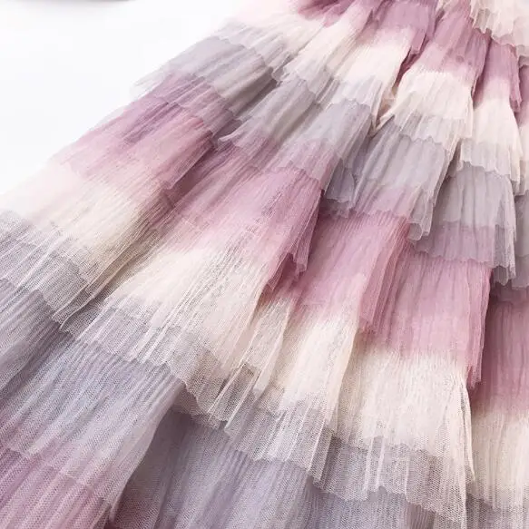 2019 летние юбки из тюля с цветочной вышивкой юбка высокой талией плиссированная