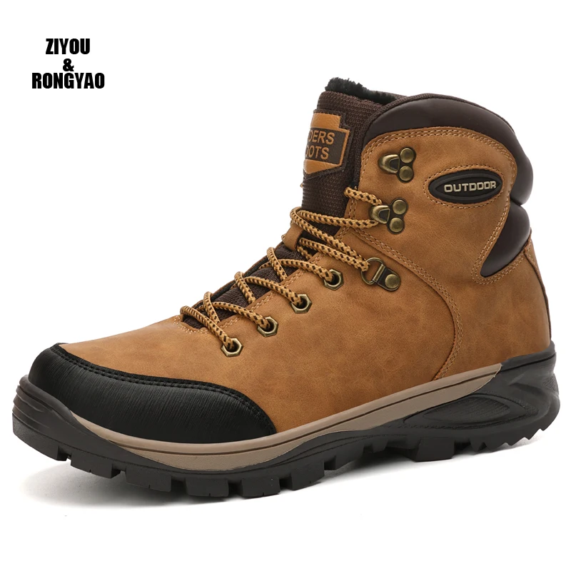 2020 г. Зимние Теплые ботильоны водонепроницаемые Нескользящие резиновые мужские
