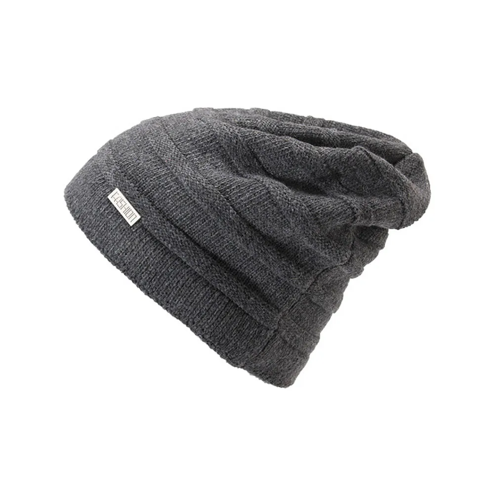 Dark Gray Cap FS Высокое качество шерсти вязаный Рыбак Beanie зима для женщин Открытый Лыжный ветрозащитный Уха Защиты Slouchy Мешковатые Шапочка Hat - Цвет: Dark Gray Cap