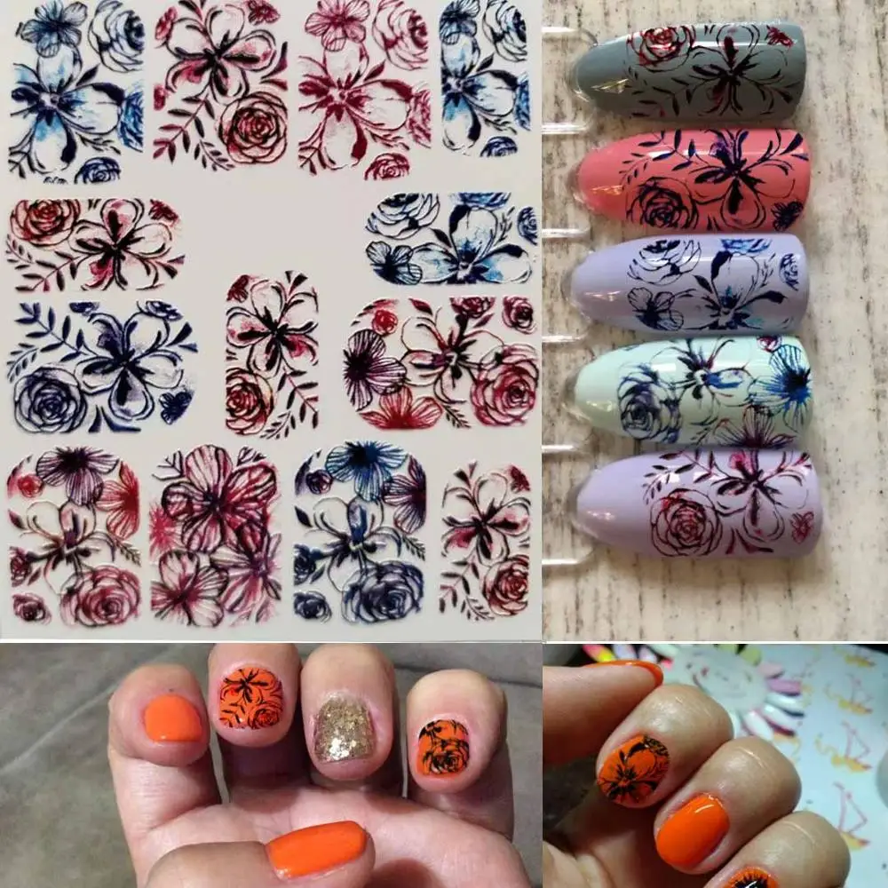 26 1pc 3D Acrylic Engraved Nail Sticker Embossed Cute Kitten Alarm Clock Snowflakes Water Decals Empaistic Nail Water Slide Decals - Цвет: 26