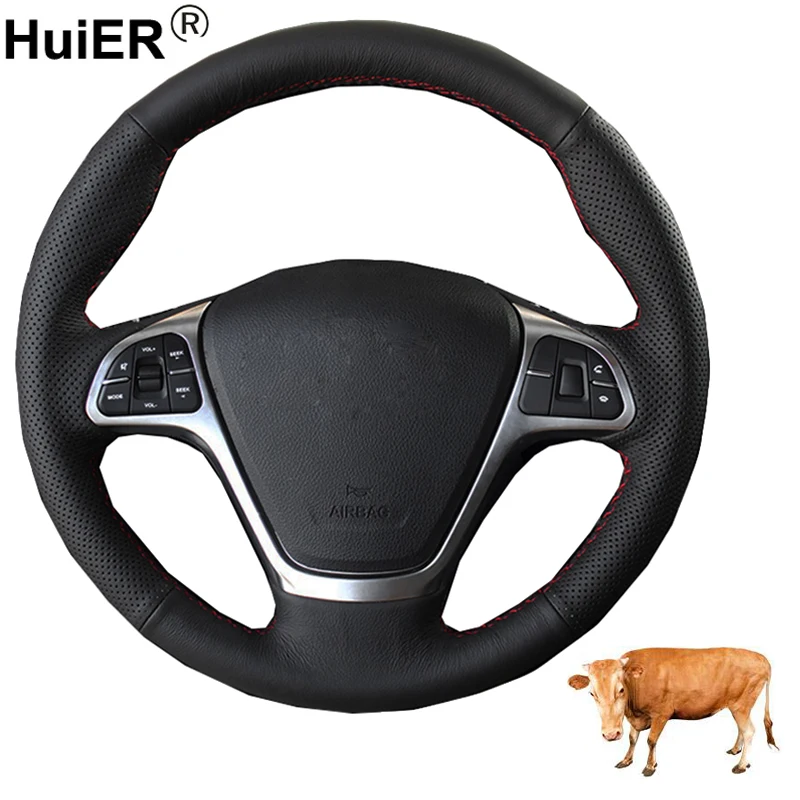 Ручной швейный чехол рулевого колеса автомобиля Volant верхний слой из коровьей