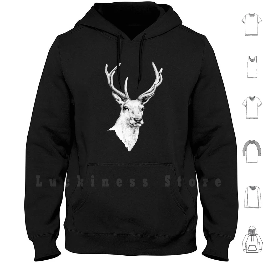 Толстовка с капюшоном оленем и рогами длинным рукавом для рисования животных |