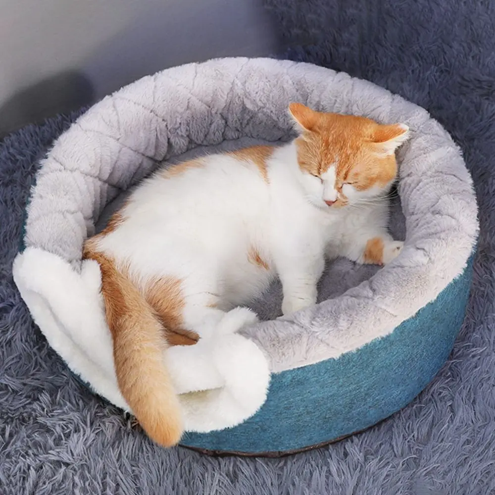 

Cat Mat with Cushion Half-Enclosed Kennel Cave Winter Small Dog Puppy Kitten Cushion Small Dog Bed Cat Supplies Cat Bed