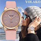 Хит продаж, Модные Женские Романтические часы звездного неба, роскошные кожаные часы, часы YOLAKO, брендовые Relogio Feminino