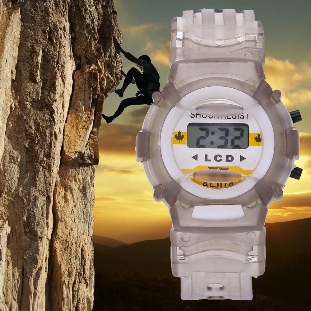 Детские электронные часы спортивные водонепроницаемые светодиодные цифровые