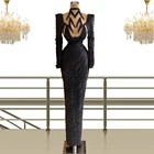 Вечерние платья, Черное женское платье, наряд для вечеринки в стиле знаменитостей, женская одежда на заказ, модель CXF164