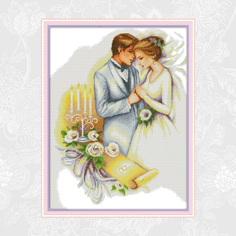 

Wedding DIY Handmade Cross Stitch Kits 14CT Counted Fabric 11CT Printed Canvas DMC Embroidery Thread Set Cross Stitch Needlework