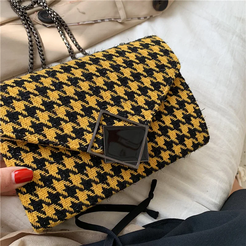 Роскошная женская сумка дизайнерская наклонная шерстяная ткань тысяча птиц