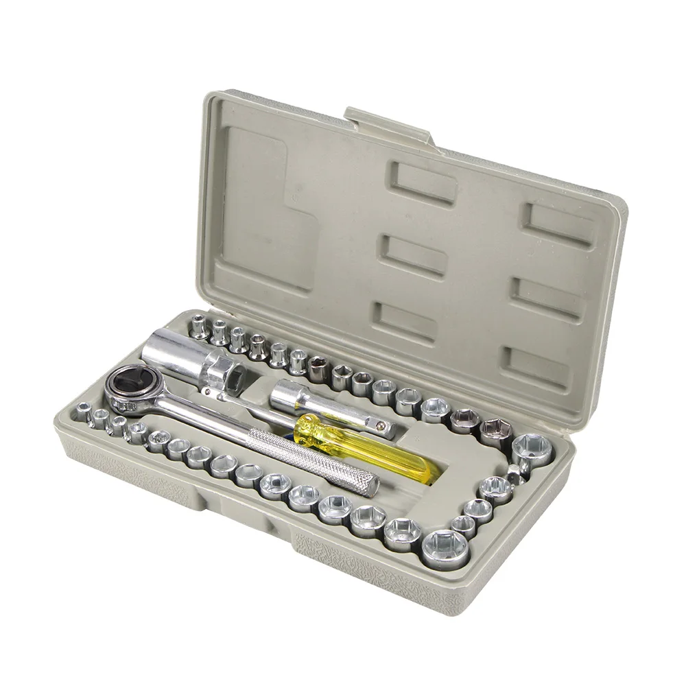 

10pcs/40pcs Socket Wrench Set Common Ratchet Spanner Car Motorcycle Repair Tool Wrench Socket Combination Motorcycle Repair Kit