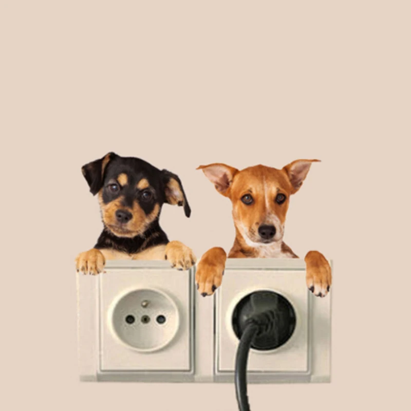 Очень милый 3D Кот и переключатель в виде собаки съемные наклейки из ПВХ стикер