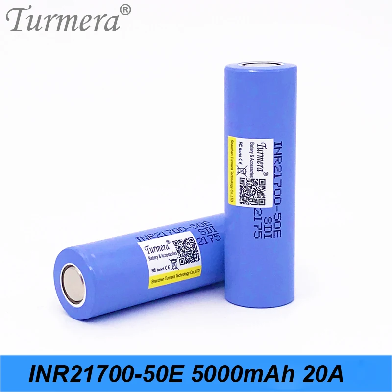 Аккумулятор Turmera 21700 5000 мА · ч INR21700-50E А разрядный ток для фонарика 36 В 48 мод