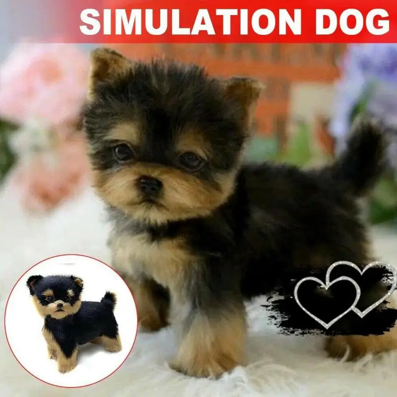 Realistic Yorkie Dog Simulation Toy Dog Puppy Lifelike Stuffed Companion Toy Pet Dog Handcrafted Hogard