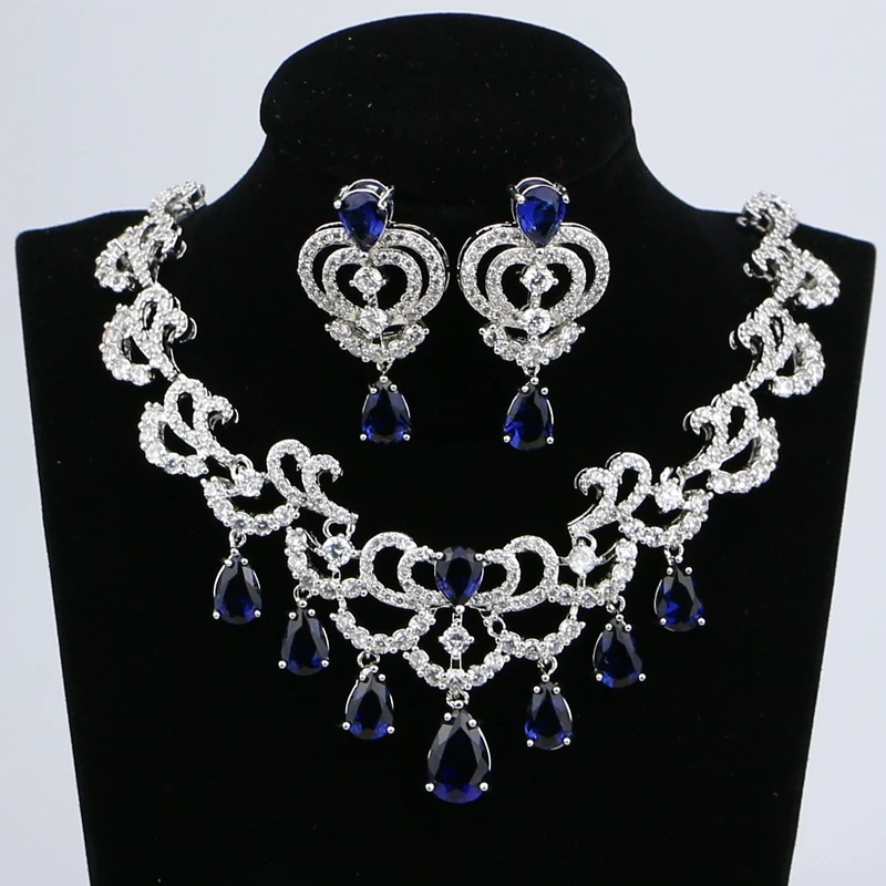 Комплект из колье и серёг с фианитом|necklace set|pendant necklace setjewelry wedding |