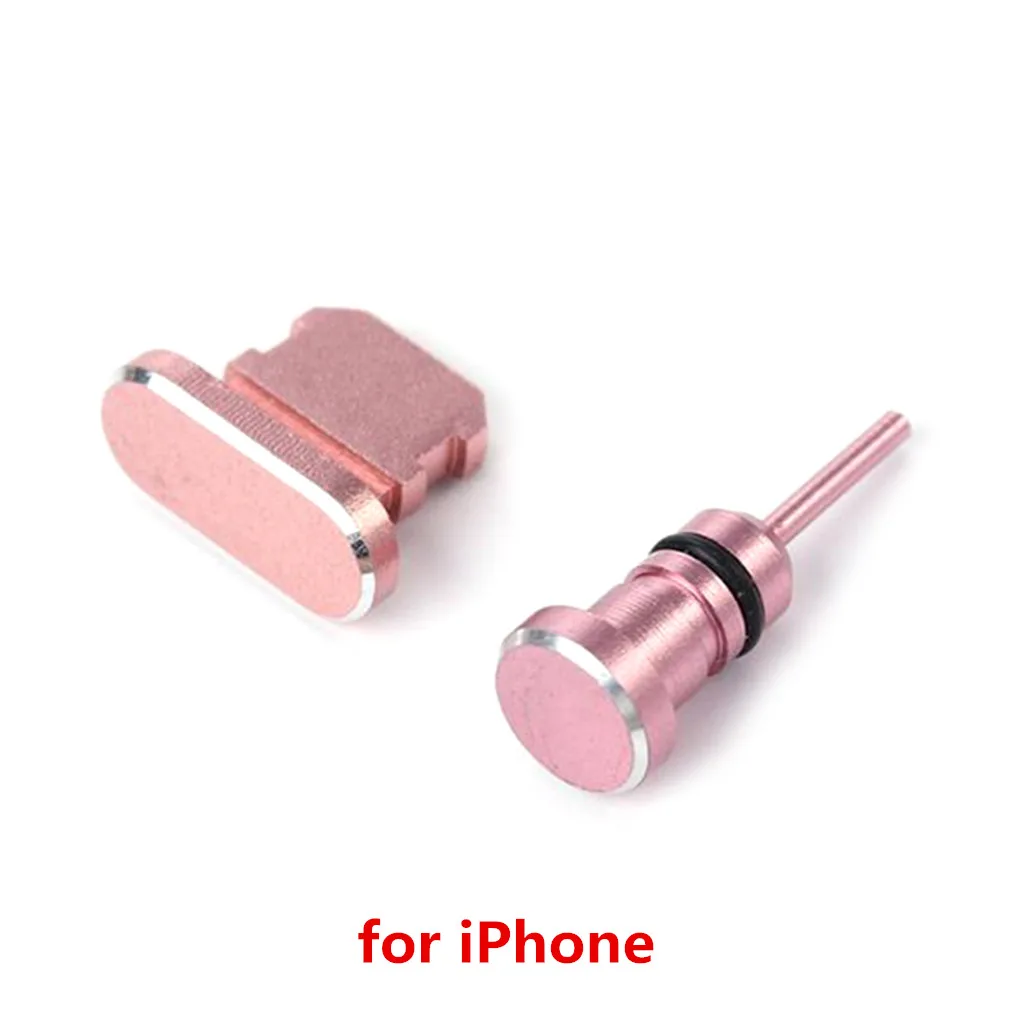 NO.3 for iPhone 2 шт металлический зарядный порт+ 3,5 мм разъем для наушников Пылезащитная заглушка Замена для Android для iPhone для мобильного телефона type-C - Цвет: NO.3 for iPhone