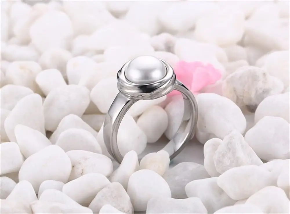 Модные выразительные жемчужные кольца для женщин из титана нержавеющая сталь