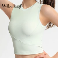willow leaf 2021 new women screw thread yoga sports bra tank tops sleeveless racerback yoga bras medium support bra top