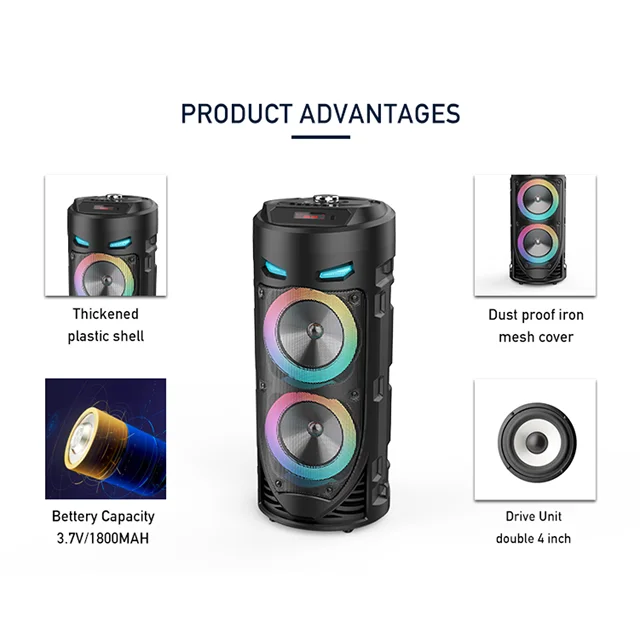Bluetooth Speaker Box Portable Column KTV Wireless Subwoofer 18000 mAh Lithium Battery 30W U Disk Soundbox Square Dance Outdoor 4