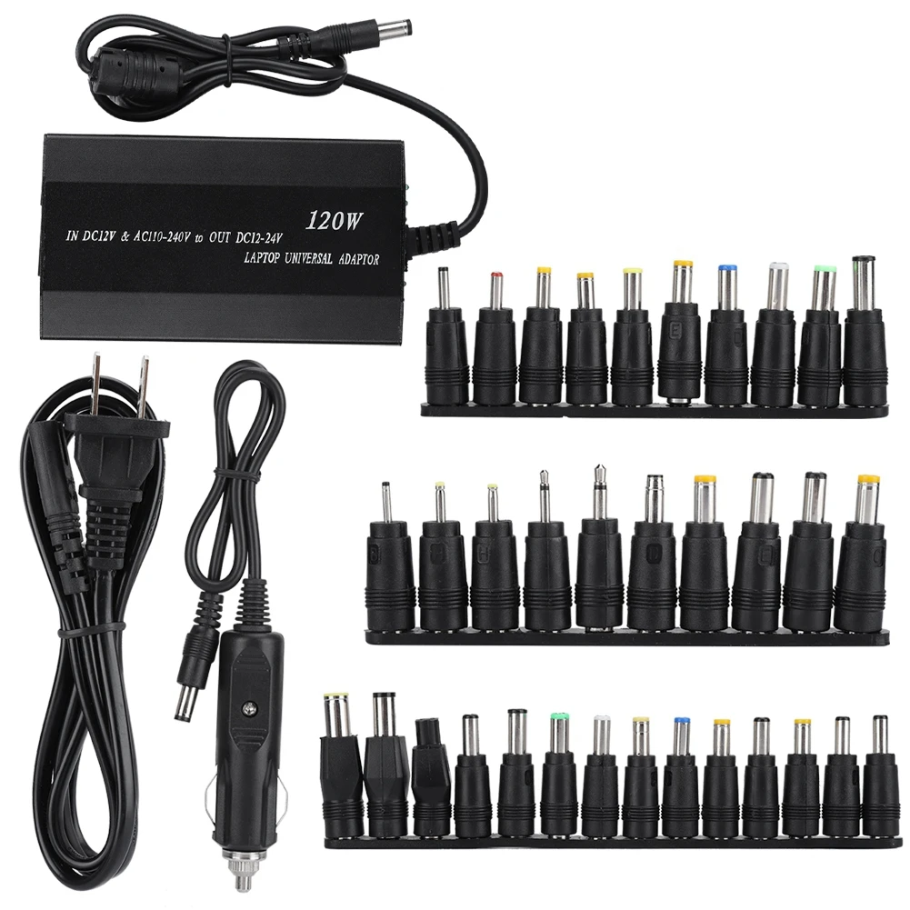 

120 Вт универсальный адаптер питания для домашнего использования в автомобиле ноутбука с 34 разъемами постоянного тока 110-240 В для адаптера но...