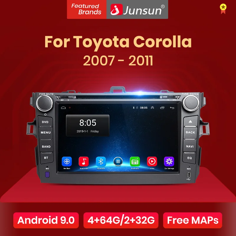 Junsun 4G + 64G CarPlay DSP Android 8 1 автомобильный Радио Мультимедиа Стерео Аудио плеер gps 2 Din