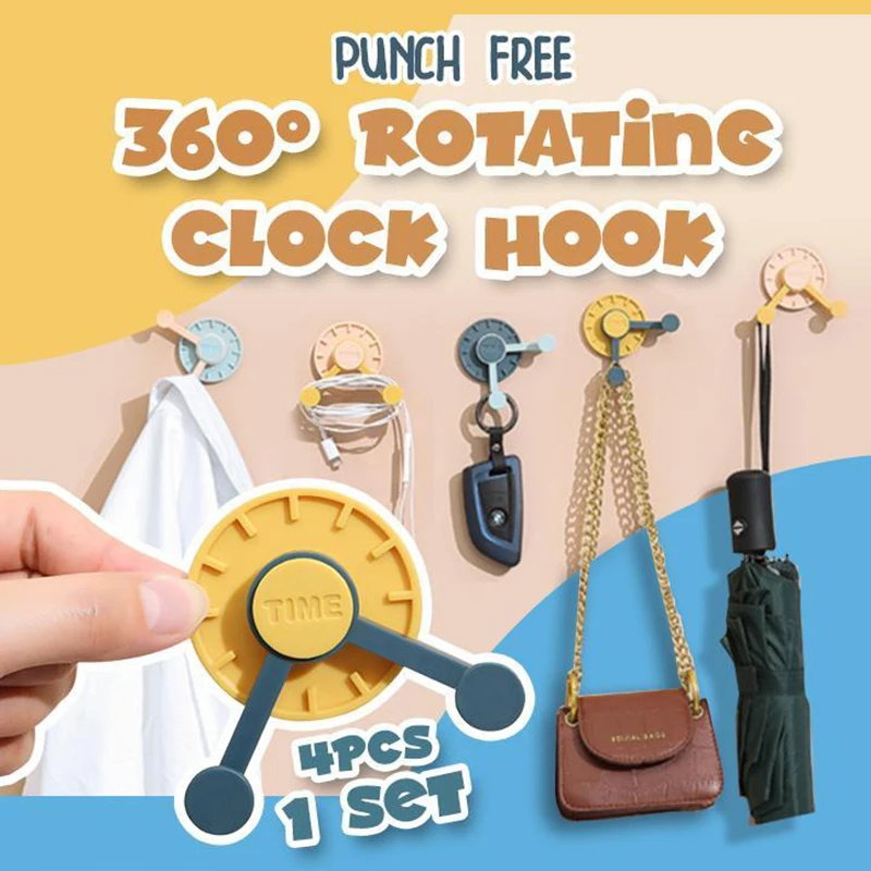 4 шт удар Бесплатная 360 вращающиеся часы крюк творчества Форма крючки для