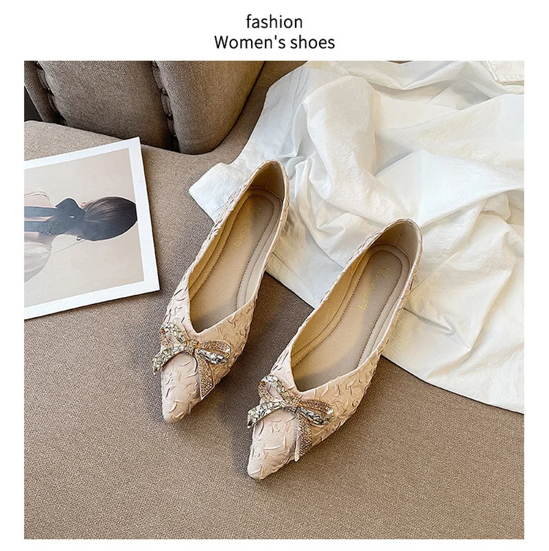 

Single Shoes Fat Feet Soft Soles Comfortable Widened Bows Summer New Style Womenfashion Shoes, Banquet Wedding Women Flat Shoes