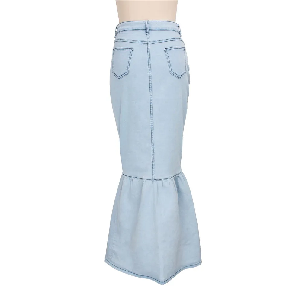 Женская длинная юбка-годе на пуговицах из денима | одежда