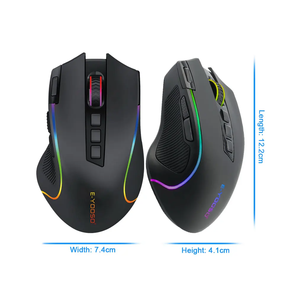E-YOOSO X-11 RGB USB 2 4G Беспроводная игровая мышь 4000 точек/дюйм 9 Кнопок Программируемый