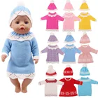 Одежда для кукол, шерстяное платье + шляпа, повседневная одежда для 18 дюймов, кукла 43 см, одежда для новорожденных, детское поколение, игрушки для девочек, подарки