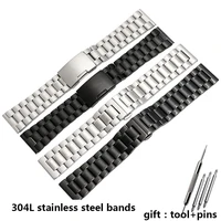 for any brand wristband stainless steel bracelet 14mm 16mm 18mm 20mm 22mm 24mm 26mm watch band black silver strap
