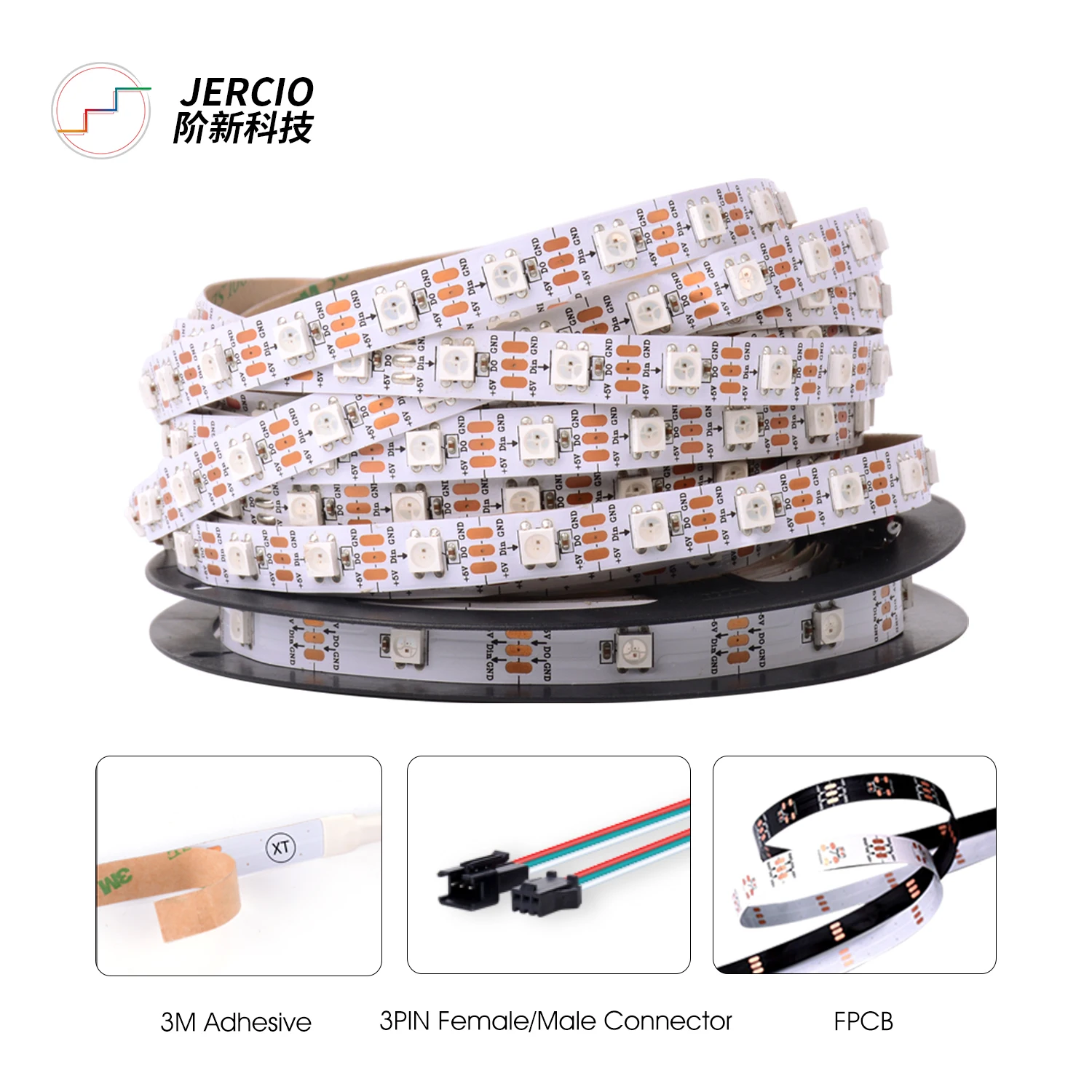 JERCIO RGB Sk6812 Ws2812b умная светодиодная лента 5050IC 30/60/144 пикселей/светодиодов/м; Крутой удобный индивидуальный адресуемый ip20/65/67 DC5V включен.