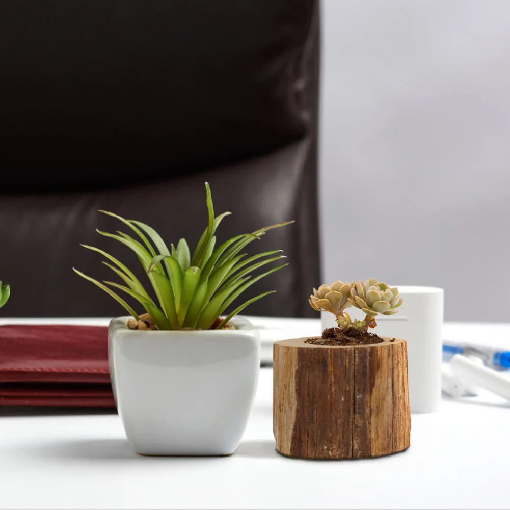

Succulent Plant Pot Wooden Vases Flower Pot Cactus Container Planter Hollow Wood Stake Shape For Home Bonsai Decoration Office