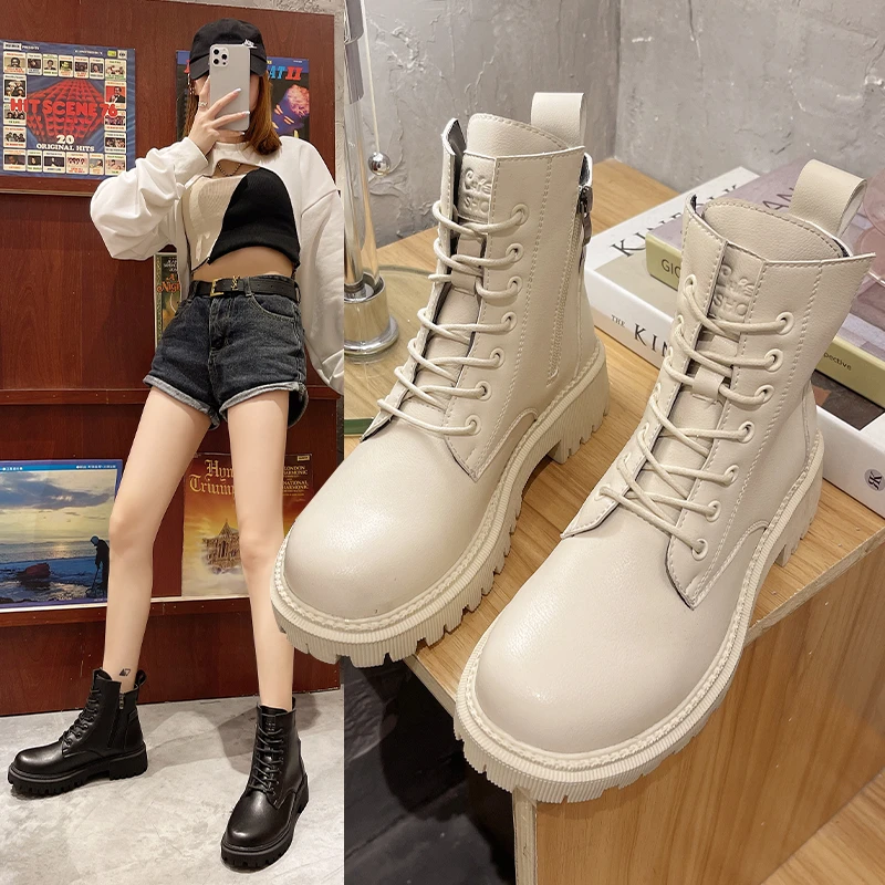 

Winter Women Retro Boots Breathable High-top Sports Shoes Height Increased Female Ankle Boots Platform Boots