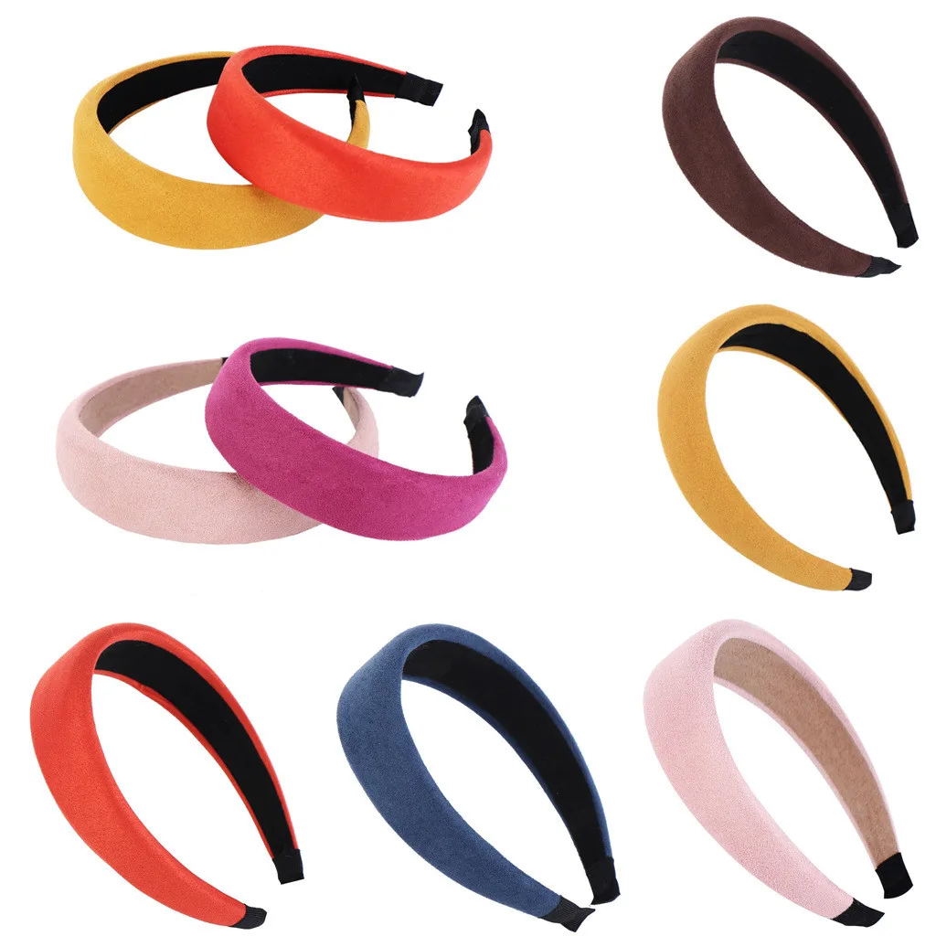 Однотонная повязка на голову модная однотонная замшевая Женская милый ободок