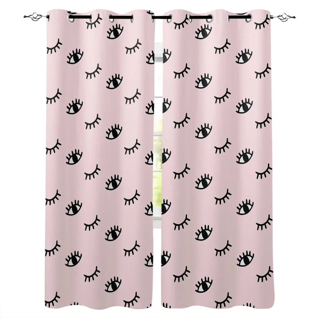 Мультяшные ресницы с изображением глаз розовые занавески для окна гостиной