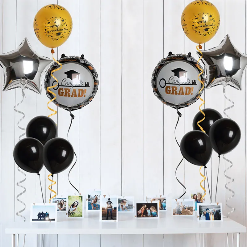 Латексные черные и сипечень шары Выпускной вечеринки декоративная фотобудка