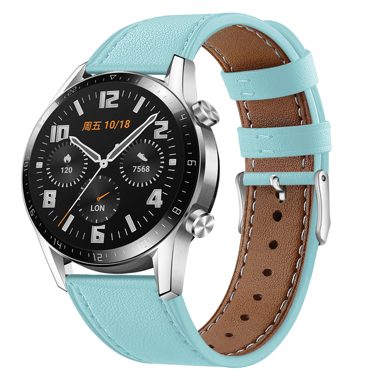Light Blue Ремешок из натуральной кожи для huawei часы GT/GT2 ремешок для часов 20/22 мм ремешок сменный ремешок для часов для huawei часы GT2 браслет - Цвет: Light Blue