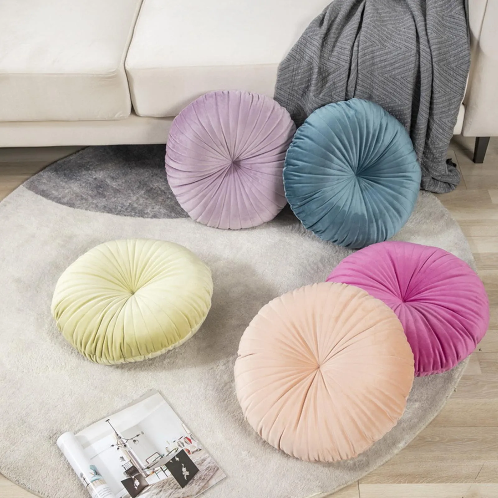 

Round Seat Cushion Velvet Floor Pillow Back Cushion Sofa Pillow Bed Pillow Throw Pillow Decorative For Home Sofa Chair Bed Car