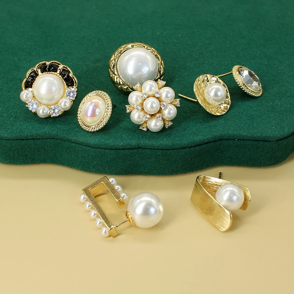 

Bohemian Oval Simulated Pearls Stud Earrings Jewelry for Crystal Cubic Zirconia Geomety Flowers Enamel Earring Party Gift