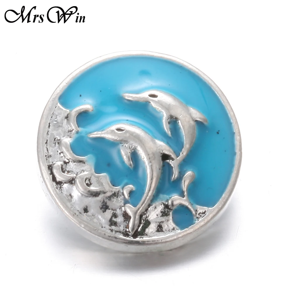 6 шт./лот романтические дельфин море 18 мм металлическая кнопка наручные часы для