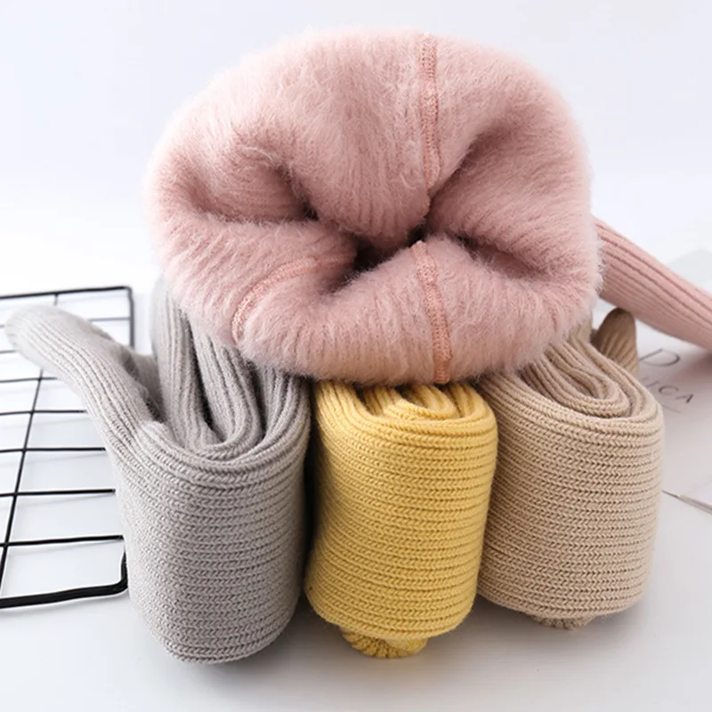 Mallas gruesas de terciopelo para ni&ntilde;as, ropa c&aacute;lida, medias s&oacute;lidas, de invierno-1