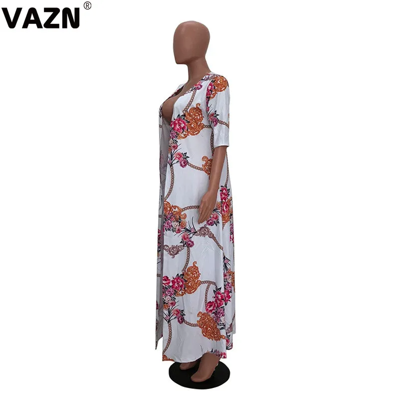 VAZN GTRS1831 дизайн белая Цветочная печать юная леди комплект длинные широкие брюки с длинными рукавами комплект из 2 предметов комплекты ночного клуба