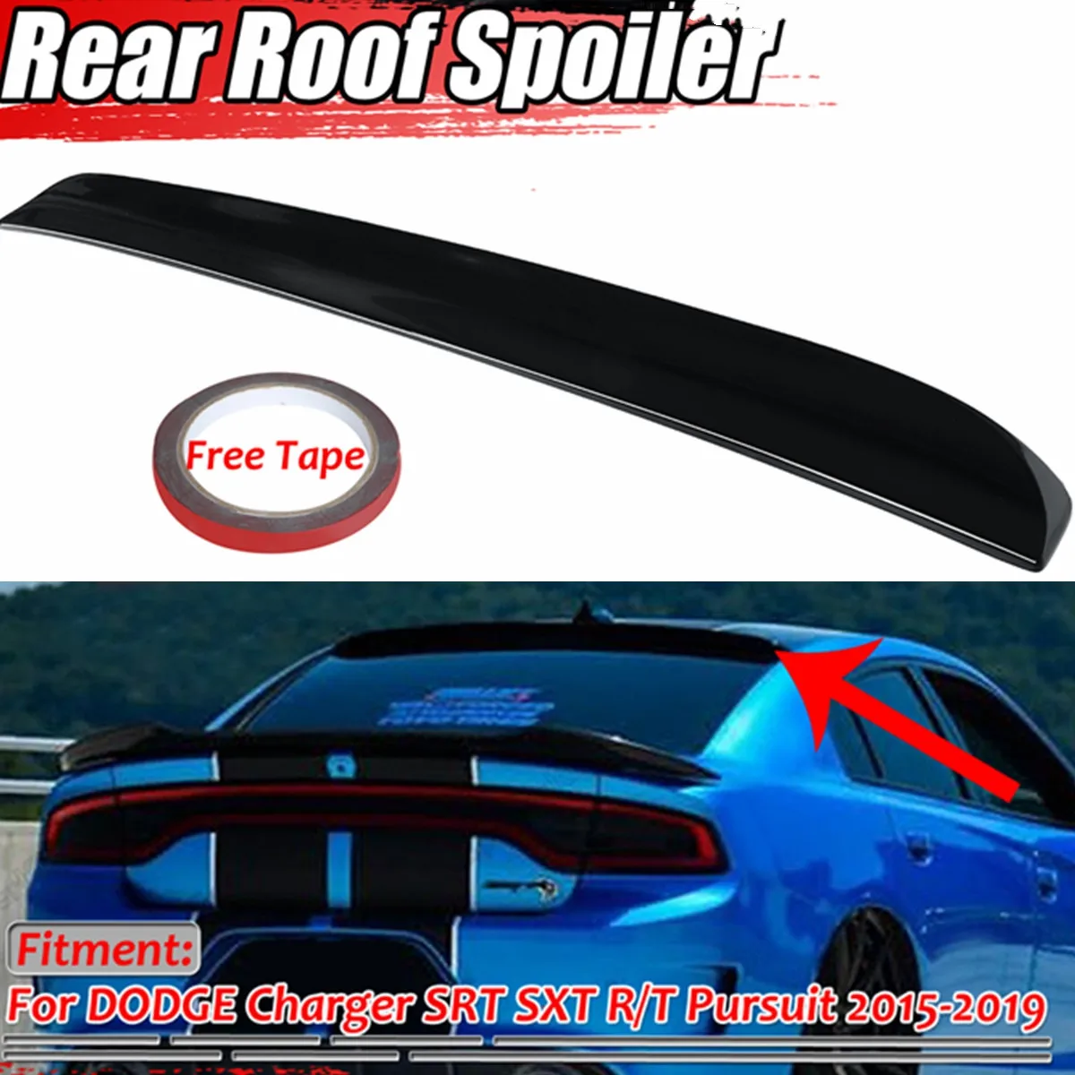 New SRT Car Rear Roof Spoiler Lip Wing For DODGE Charger SRT SXT R/T Pursuit 2015-2019 Tail Rear Roof Wing Lip Trunk Spoiler