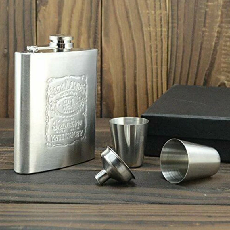 C2-7 Oz портативная фляжка из нержавеющей стали бутылка + Воронка чашка с коробкой